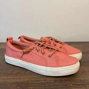 Sperry Crest Vibe Pink Sneakers Womens 5.5 Canvas Boat Shoes New